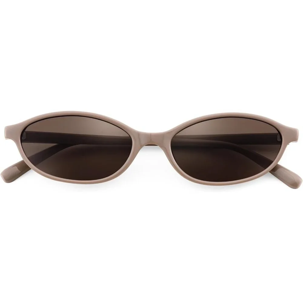 Women's Oval Sunglasses Eye Narrow Brown Trendy plastic frames Sunnies Shades